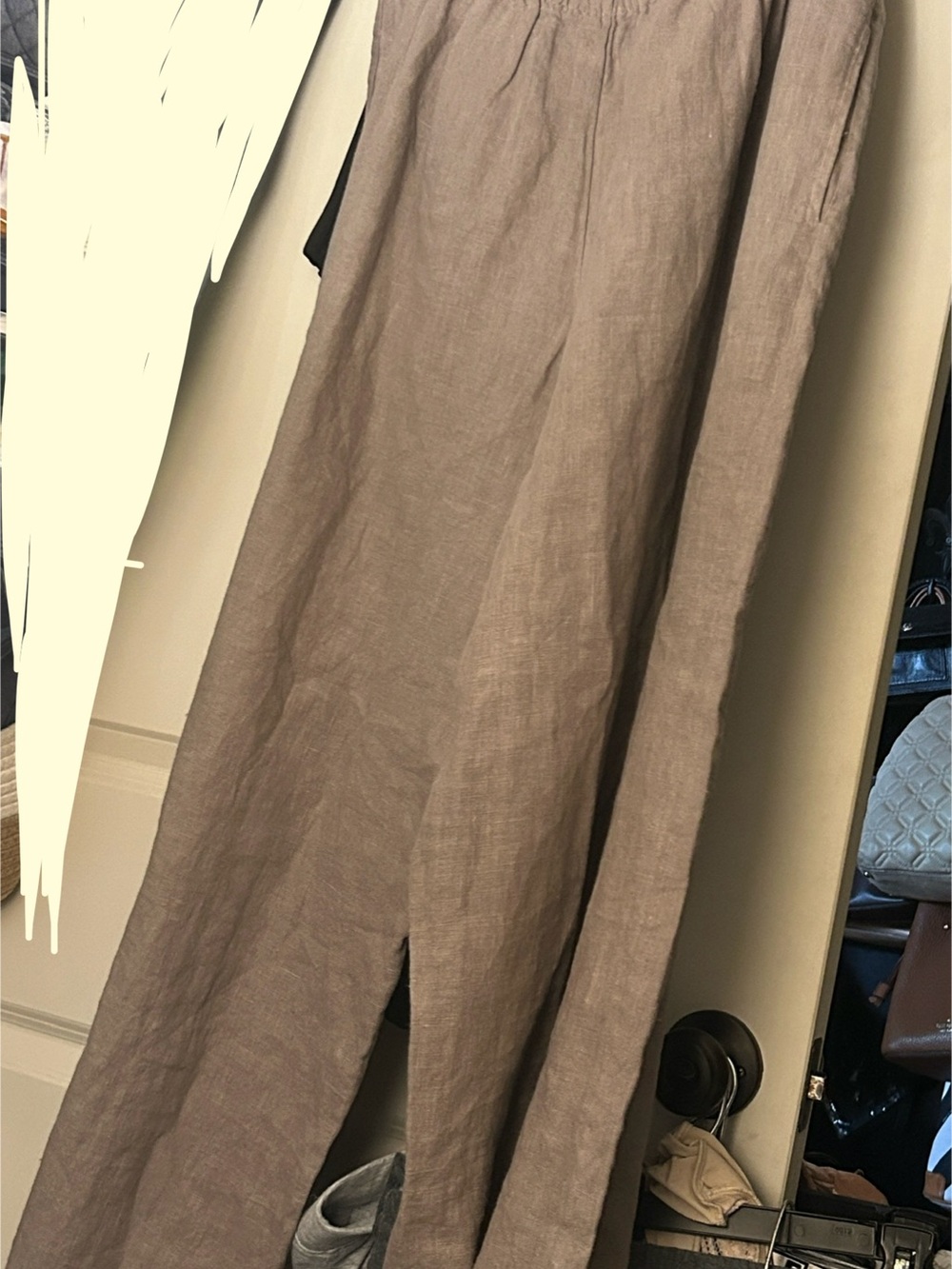 bryn Walker Wide Leg Linen Pants in Light Taupe